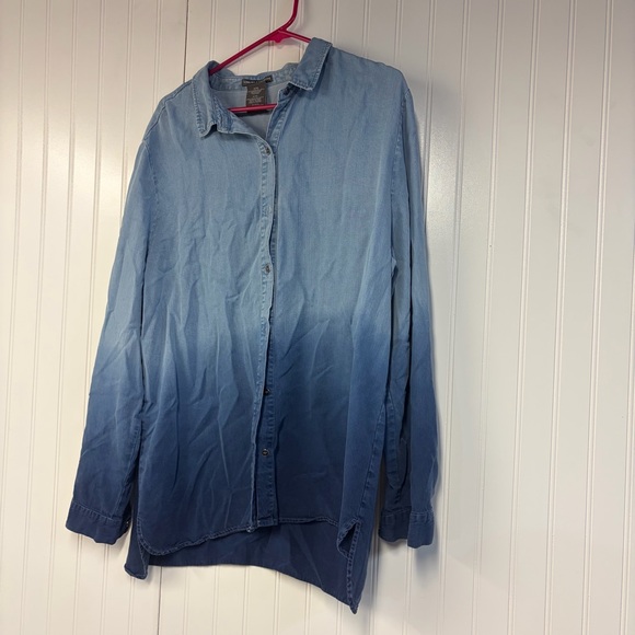Chelsea & Theodore Blue Denim Ombre Button-Up Shirt XXL Lyocell - Picture 2 of 4